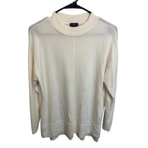 Talbots Women's Cream Sweater Soft Merino Wool Crewneck Long Sleeve Top XL